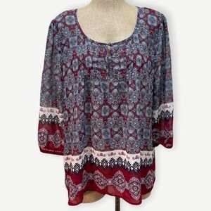 5/$20 Perch by BLU PEPPER‎ patterned top 1X